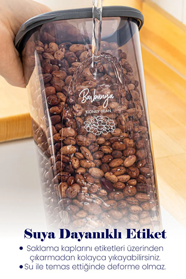 Beyaz Serigrafi Etiketli 12li Set Peggy Şeffaf Kapaklı Uzun Dikdörtgen Saklama Kabı 3,2 Litre